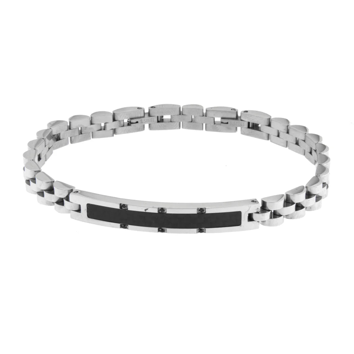 Bracciale Uomo in acciaio con inserti neri | Rohome - Rohome