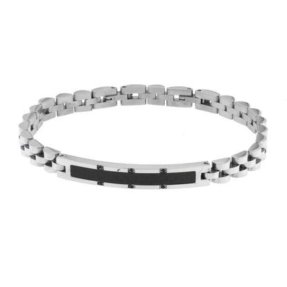 Bracciale Uomo in acciaio con inserti neri | Rohome - Rohome