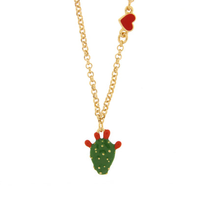 Collana in metallo con cactus siciliano smaltato | Rohome