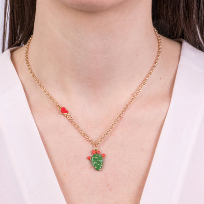 Collana in metallo con cactus siciliano smaltato | Rohome