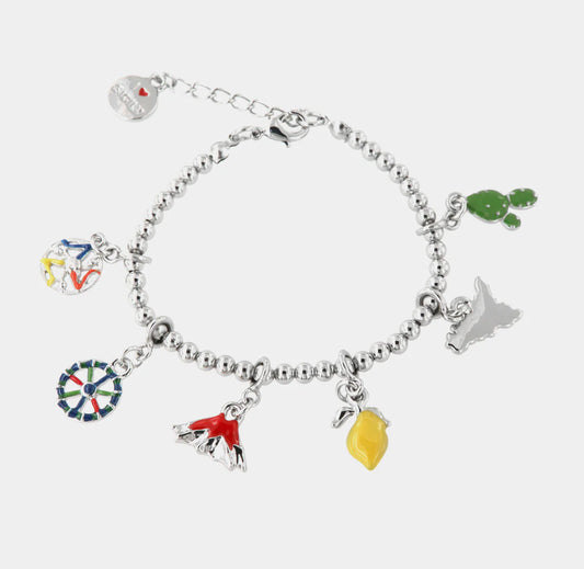 Bracciale in Metallo silver con charms siciliani | Rohome