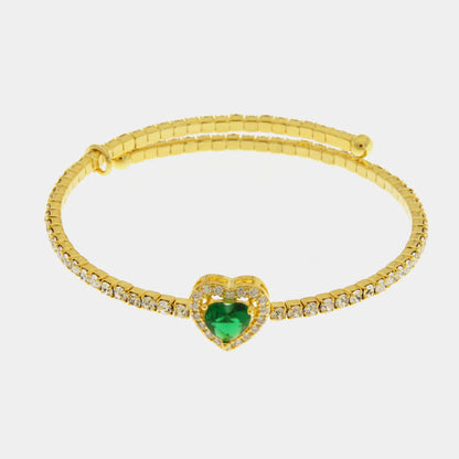 Bracciale in Metallo semirigido con cristalli e cuore verde| Rohome