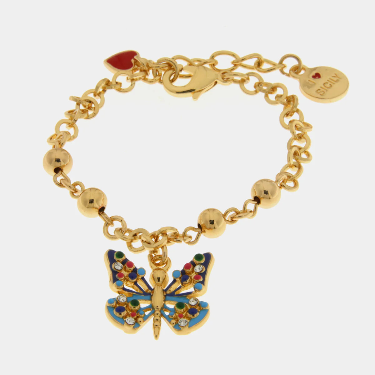 Bracciale in Metallo oro con farfalla e cristalli | Rohome