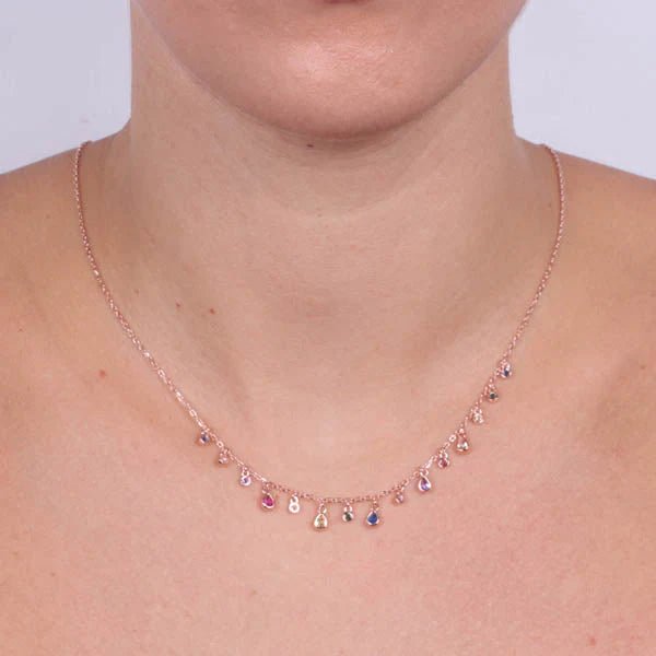 Collana in Argento con gocce di zirconi pendente | Rohome - Rohome