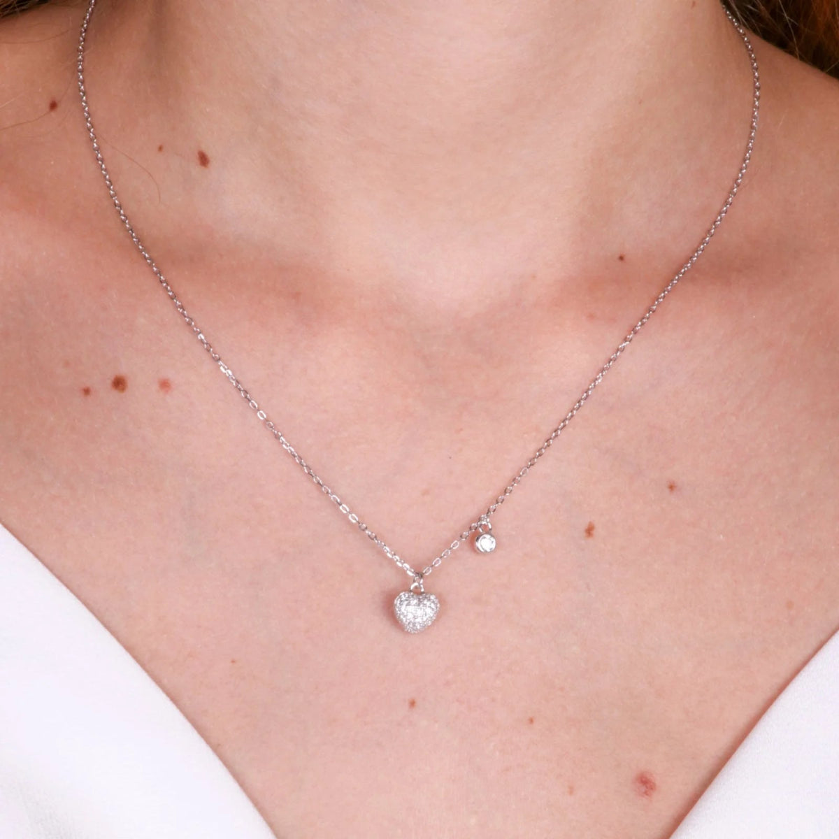 Collana in Argento con pendente cuore e punto luce | Rohome - Rohome