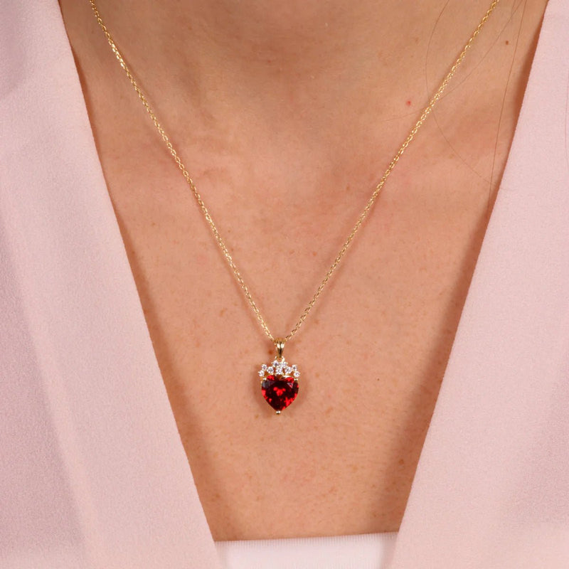 Collana in Argento con pendente cuore rosso e zircone | Rohome - Rohome