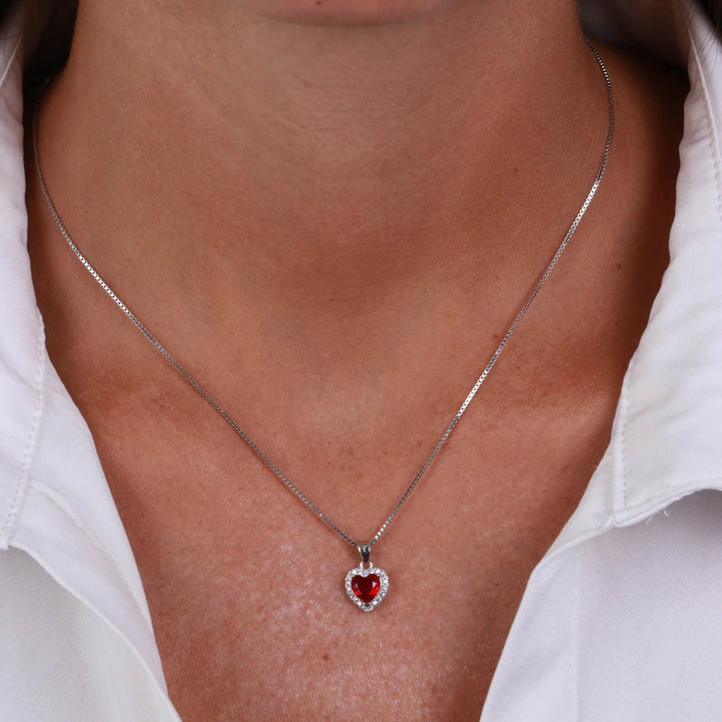 Collana in Argento con pendente cuore rosso | Rohome - Rohome