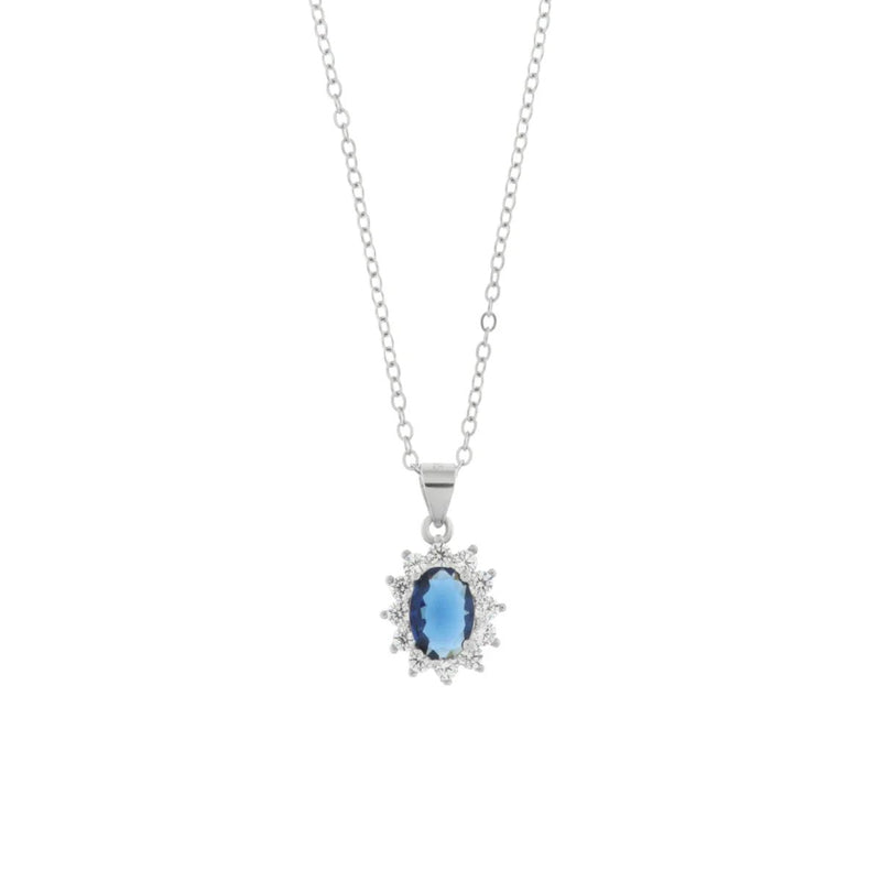 Collana in Argento con zirconi trasparente e blu | Rohome - Rohome