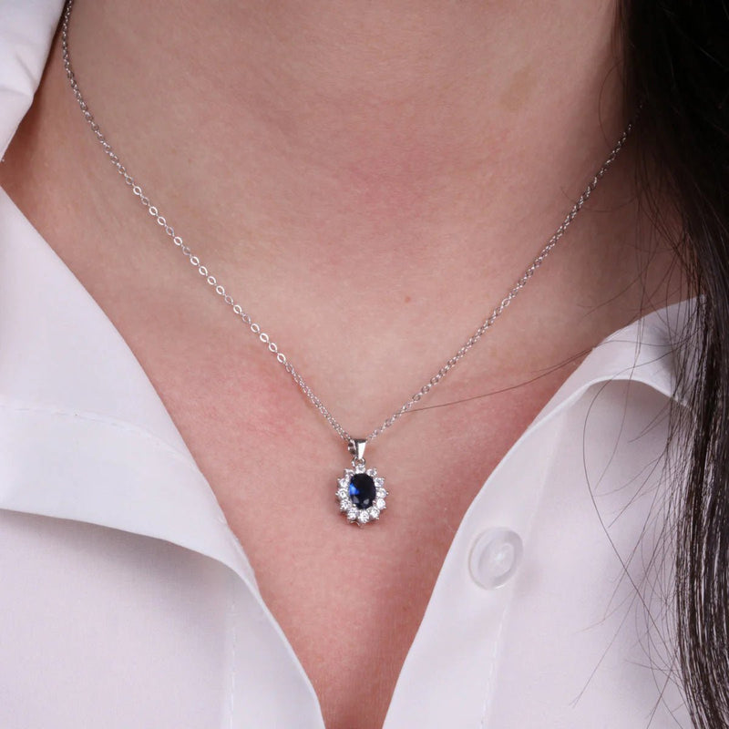 Collana in Argento con zirconi trasparente e blu | Rohome - Rohome