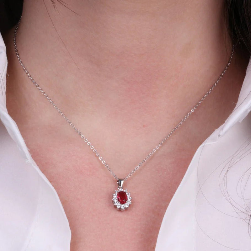 Collana in Argento con zirconi trasparente e rosso| Rohome - Rohome