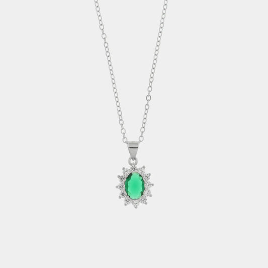 Collana in Argento con zirconi trasparente e verde | Rohome - Rohome