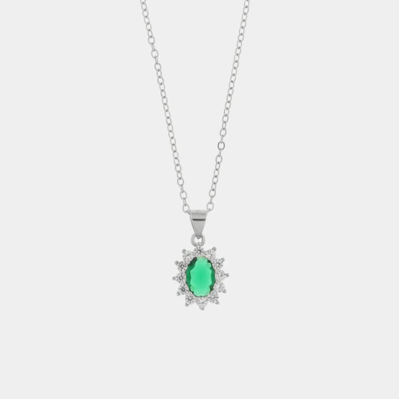 Collana in Argento con zirconi trasparente e verde | Rohome - Rohome