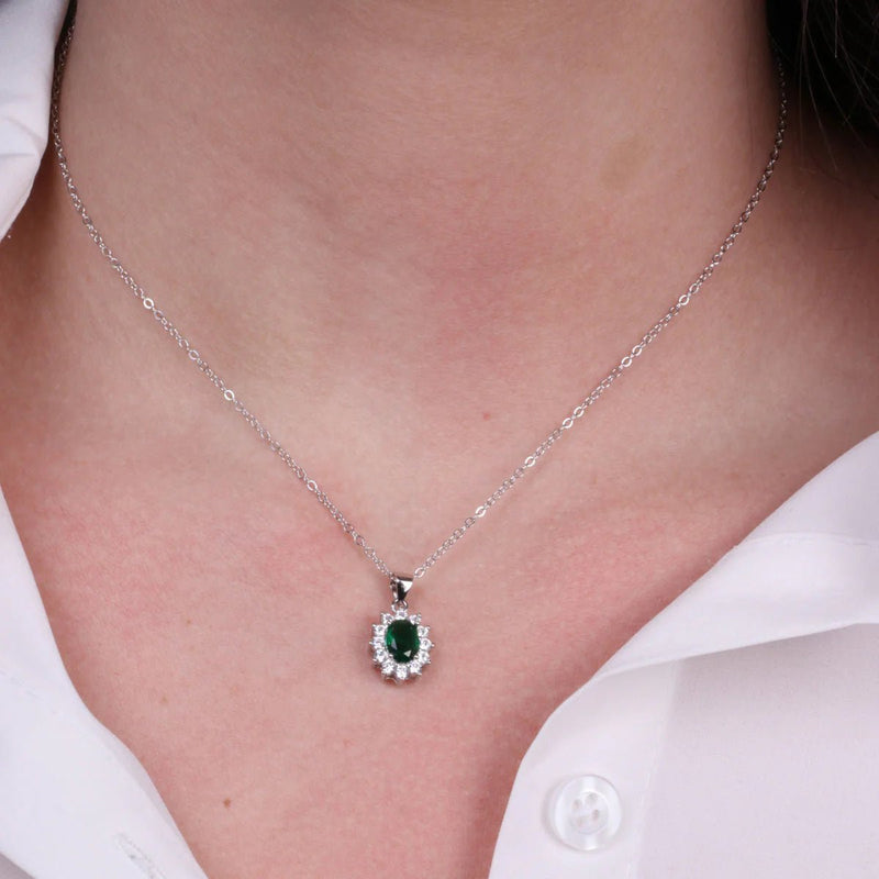 Collana in Argento con zirconi trasparente e verde | Rohome - Rohome