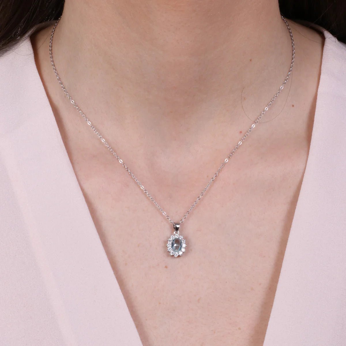 Collana in Argento con zirconi trasparente ed azzurro | Rohome - Rohome