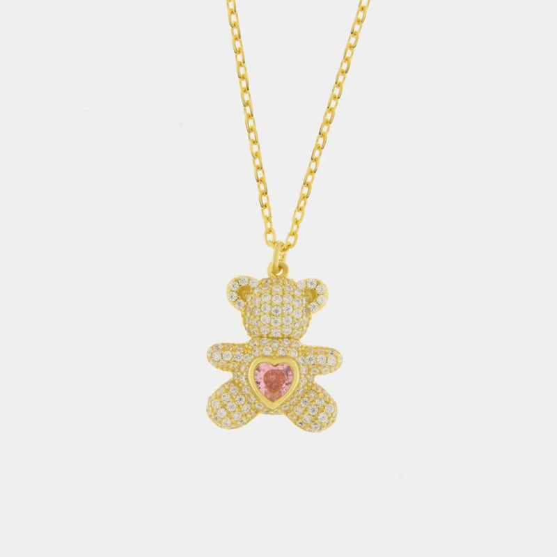 Collana in Argento ed oro con pendente teddy | Rohome - Rohome