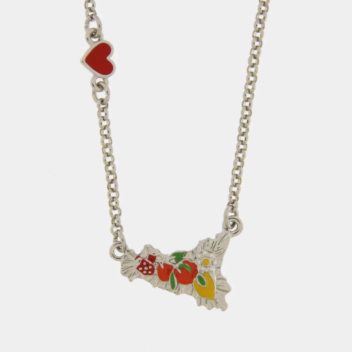 Collana in metallo Sicilia con limone | Rohome - Rohome