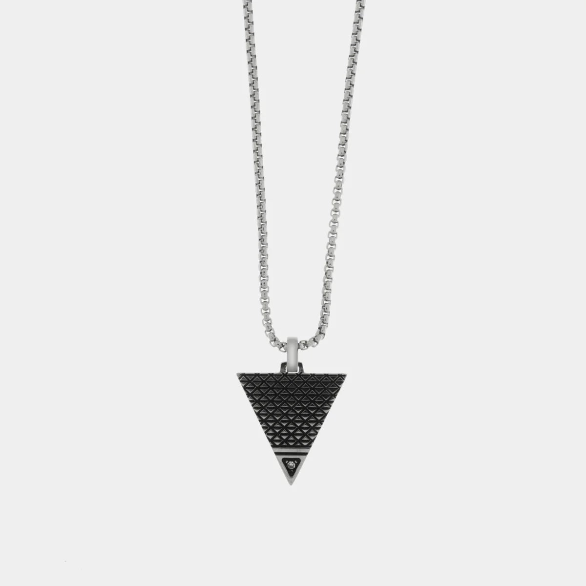 Collana Uomo in Acciaio con triangolo nero | Rohome - Rohome