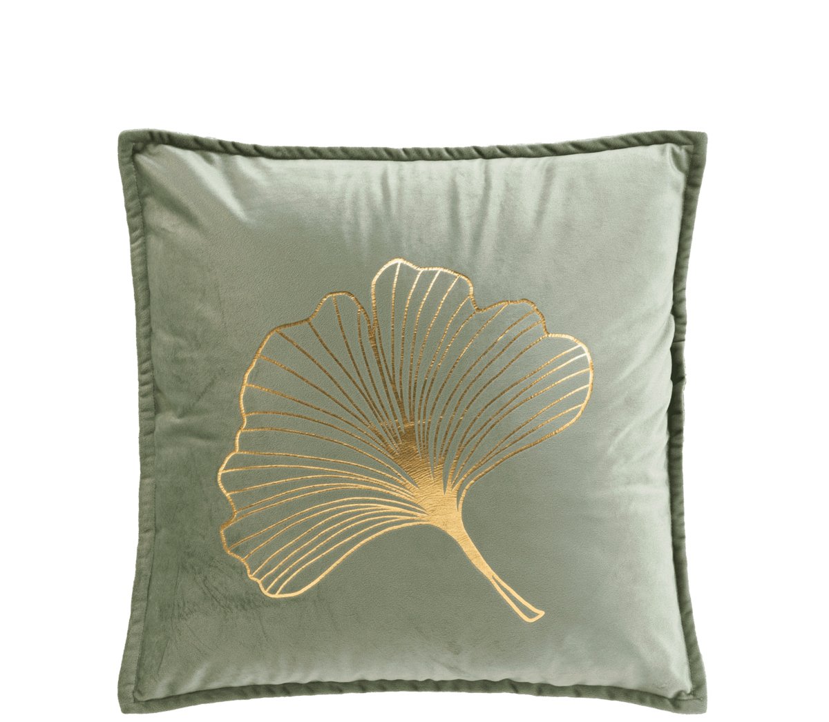 Cuscino sfoderabile verde in velluto stampa ramo oro | Rohome - Rohome