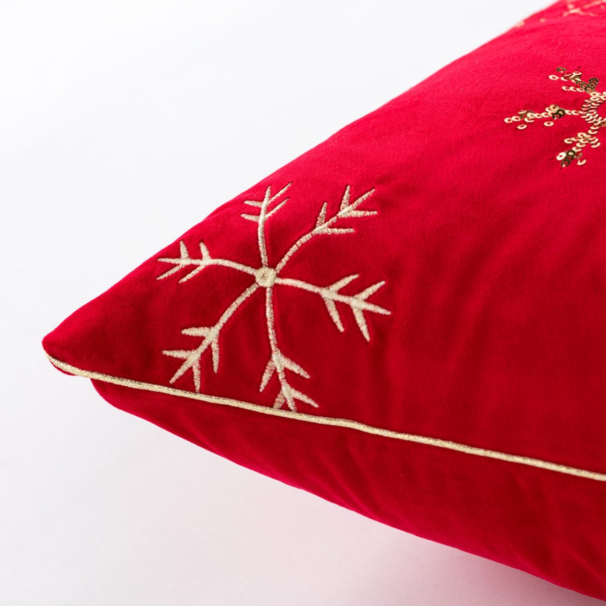 Cuscino Snow colore rosso con fiocchi di neve | Rohome - Rohome