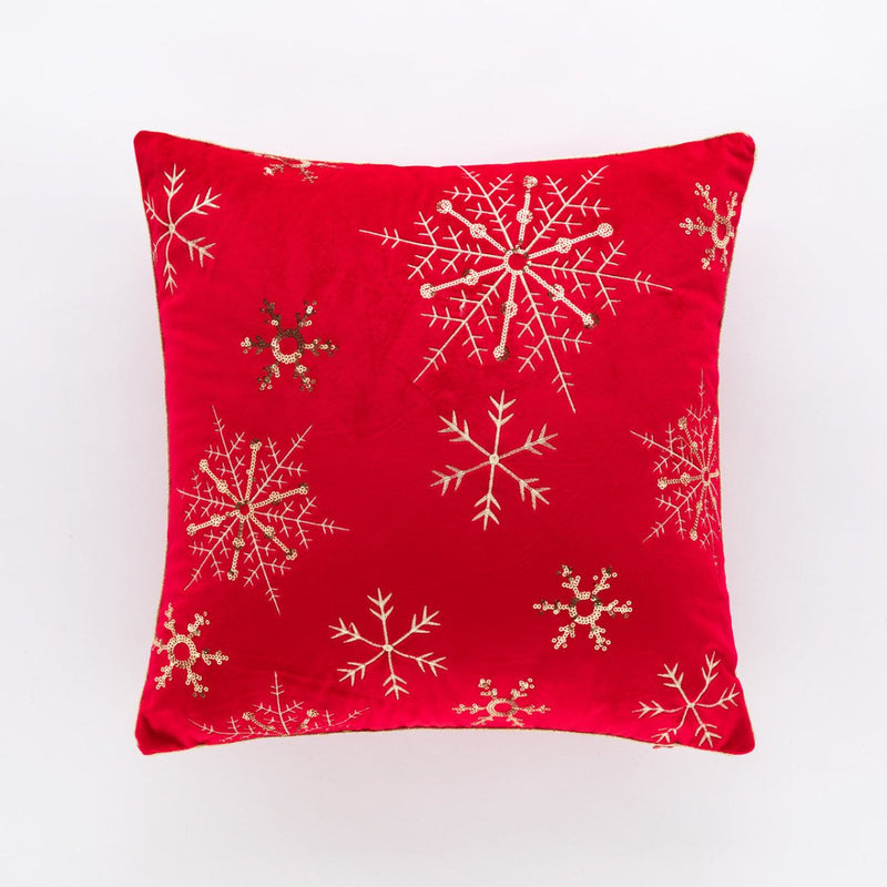 Cuscino Snow colore rosso con fiocchi di neve | Rohome - Rohome