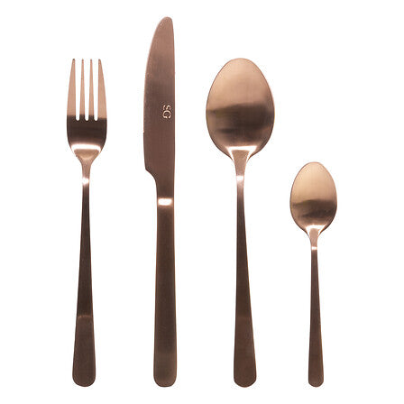 Set of 24 matt gold stainless steel cutlery | rohome