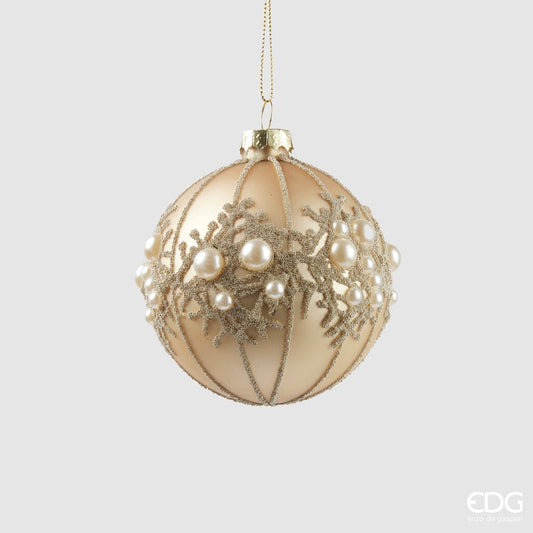 Edg - Palla di natale light gold con perle d.10cm| Rohome - Rohome