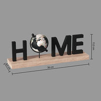 Decorazione scritta Home con mappamondo in legno | Rohome