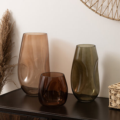 Vaso in vetro colore beige dalle linee moderne | Rohome