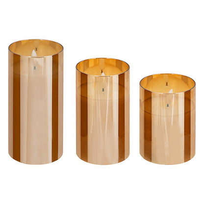 Set 3 candele led in vetro ambra | Rohome