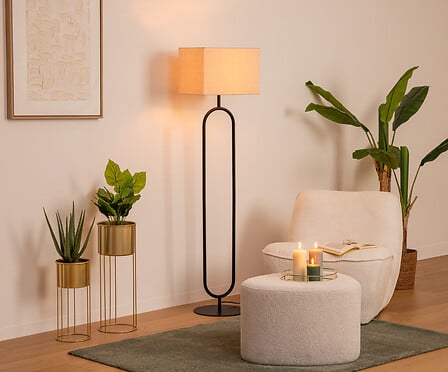 Lampada da terra ovale in metallo nero | Rohome - Rohome