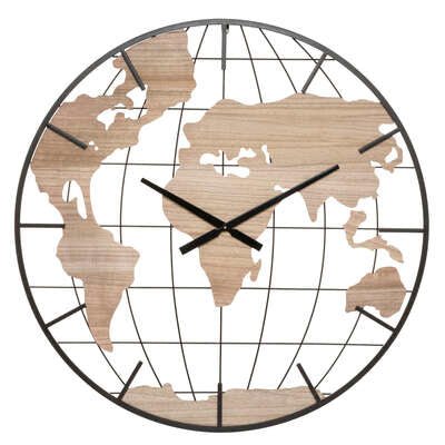 Orologio in metallo e legno mappamondo | Rohome - Rohome