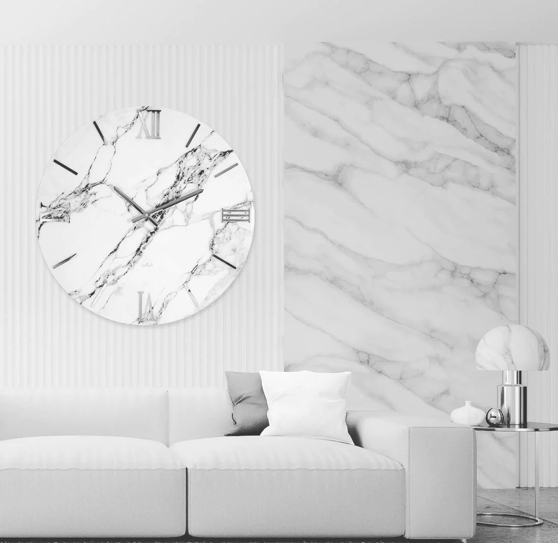 Orologio luxury effetto marmo carrara d.40cm | rohome - Rohome