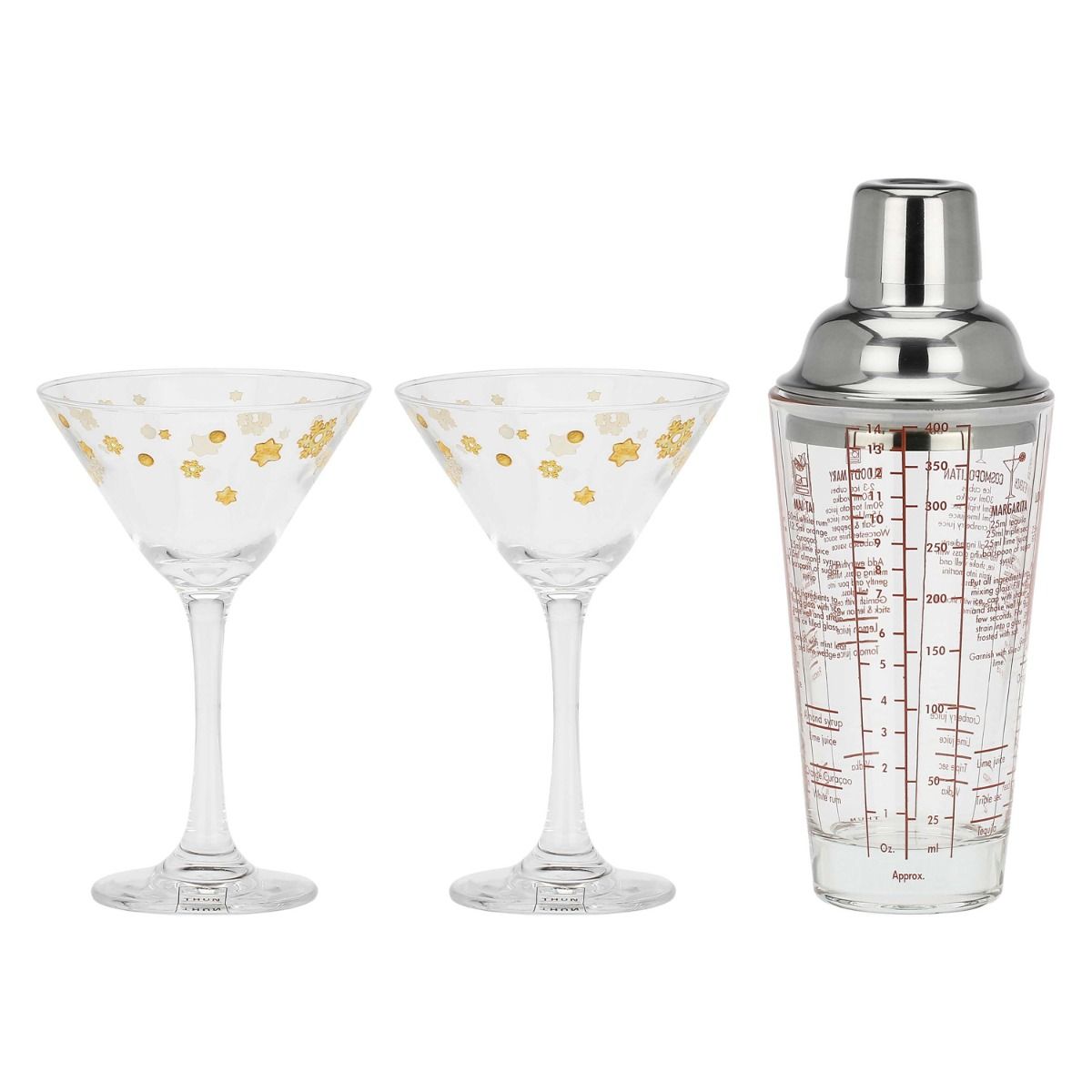 Set coppa martini e shaker in vetro Sorprese di Natale | Rohome