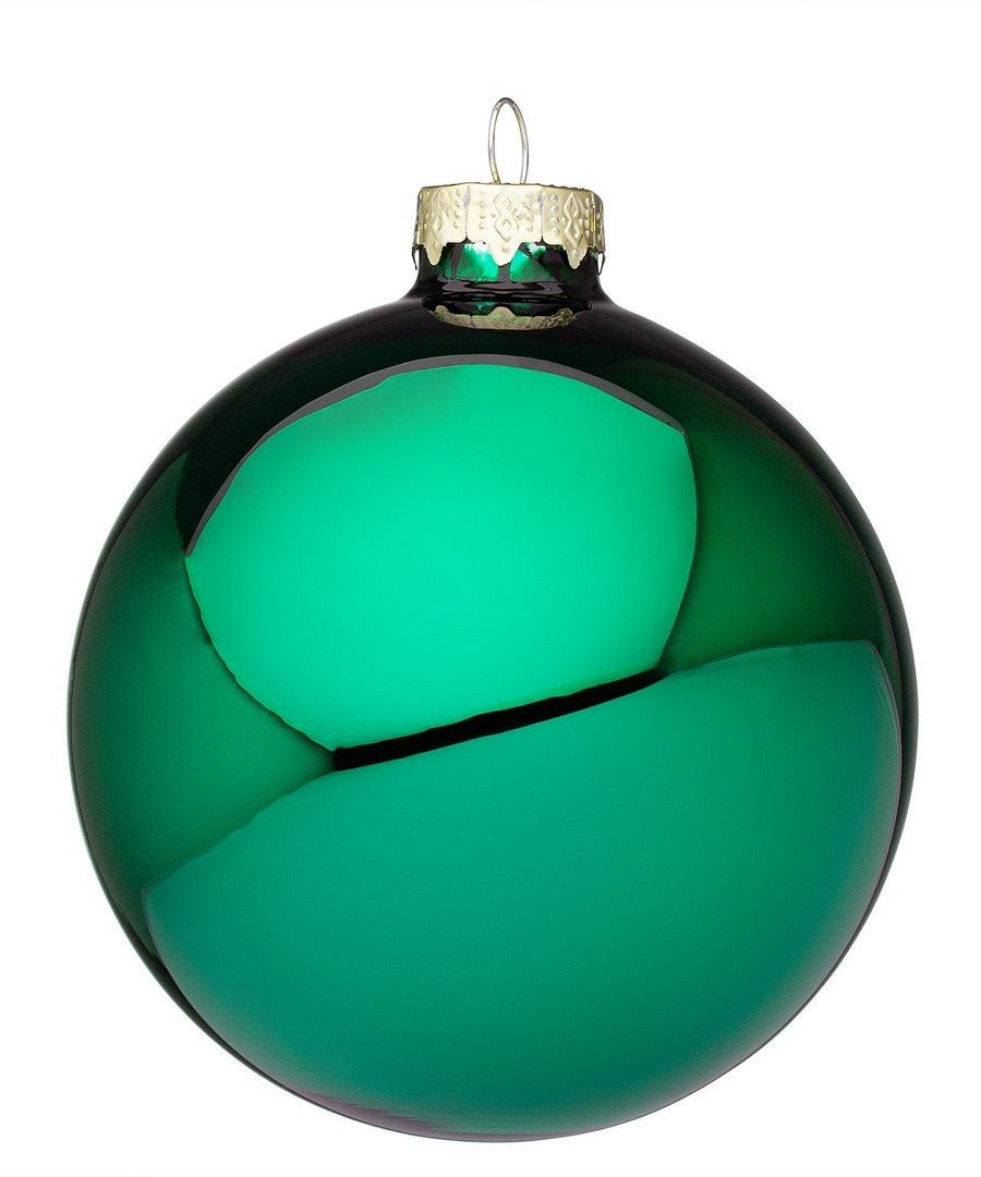 Palla di Natale in vetro verde smeraldo lucido D. 8cm | Rohome - Rohome