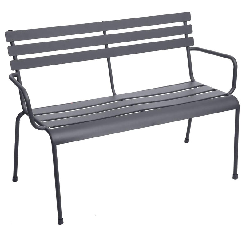 Panchina da giardino 2 posti in metallo grigio | Rohome - Rohome