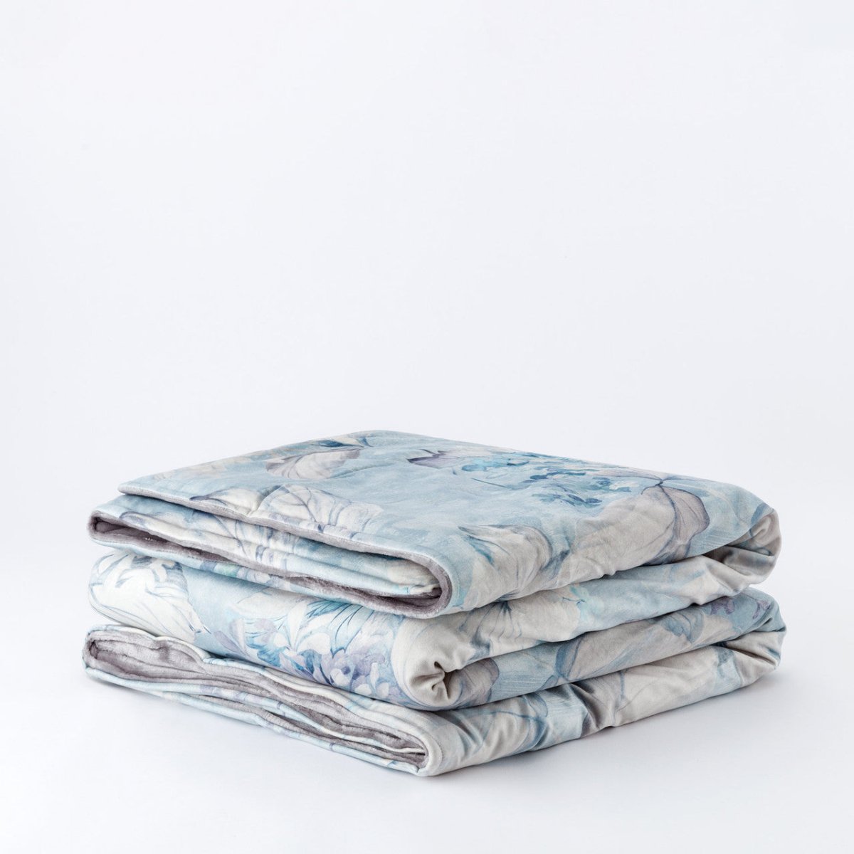 Plaid Perla in velluto con trama fiori Azzurro | Rohome - Rohome