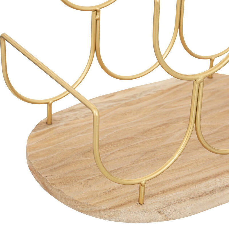 Portabottiglie in metallo oro e base in legno | Rohome - Rohome