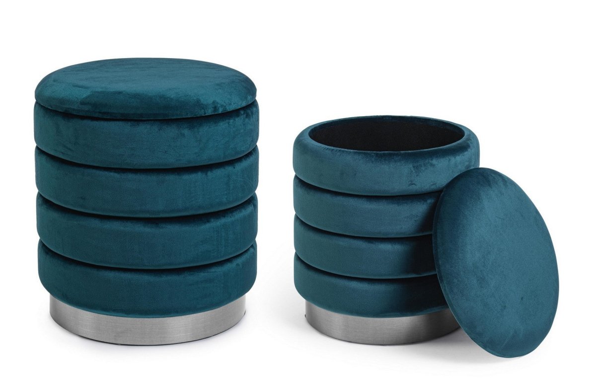 Pouf contenitore arin blu ottanio | Rohome - Rohome