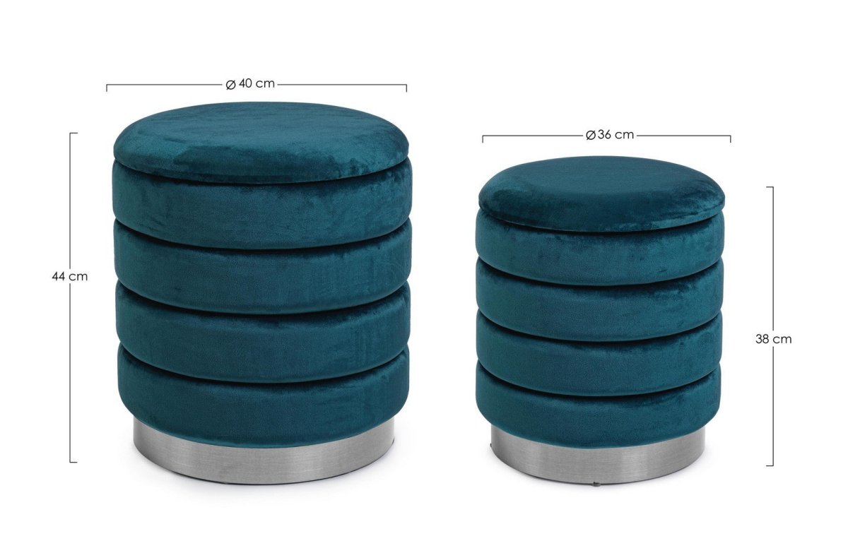 Pouf contenitore arin blu ottanio | Rohome - Rohome