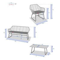 Salotto da giardino 4 posti in acciaio | Rohome - Rohome