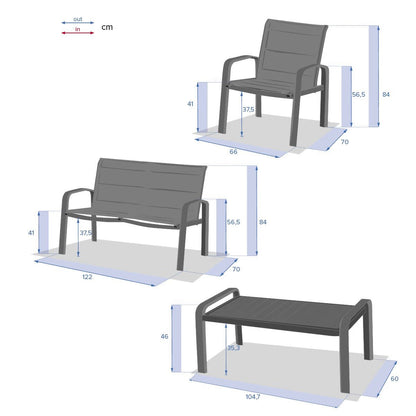 Salotto da giardino 4 posti in alluminio | Rohome - Rohome