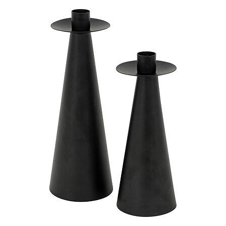 Set 2 Portacandela in metallo di colore nero | Rohome - Rohome