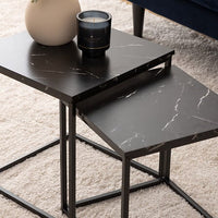 Set 2 Tavolini in metallo all black effetto marmo | Rohome - Rohome