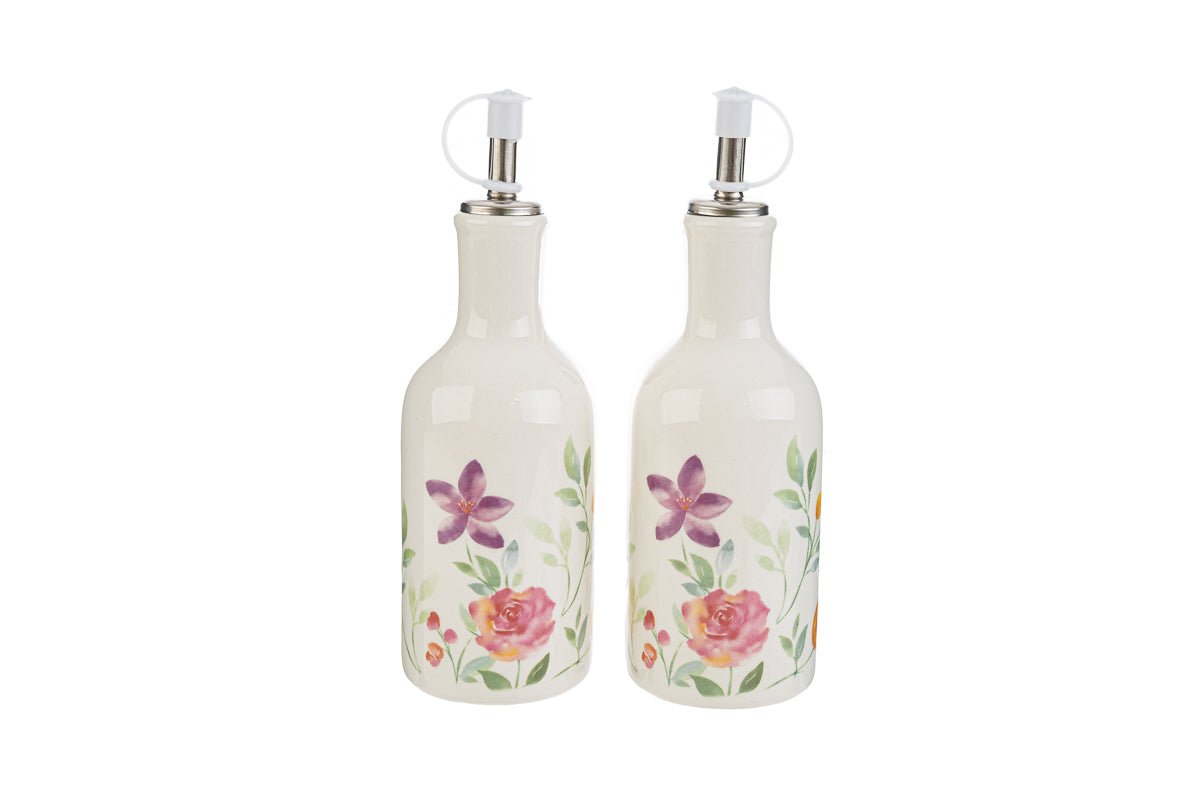 Set olio e aceto in porcellana con fiori | rohome - Rohome