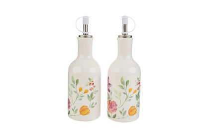 Set olio e aceto in porcellana con fiori | rohome - Rohome