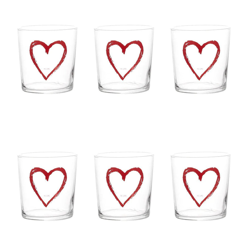 Simple Day - Set 6 Bicchieri cuore rosso graffite | Rohome - Rohome