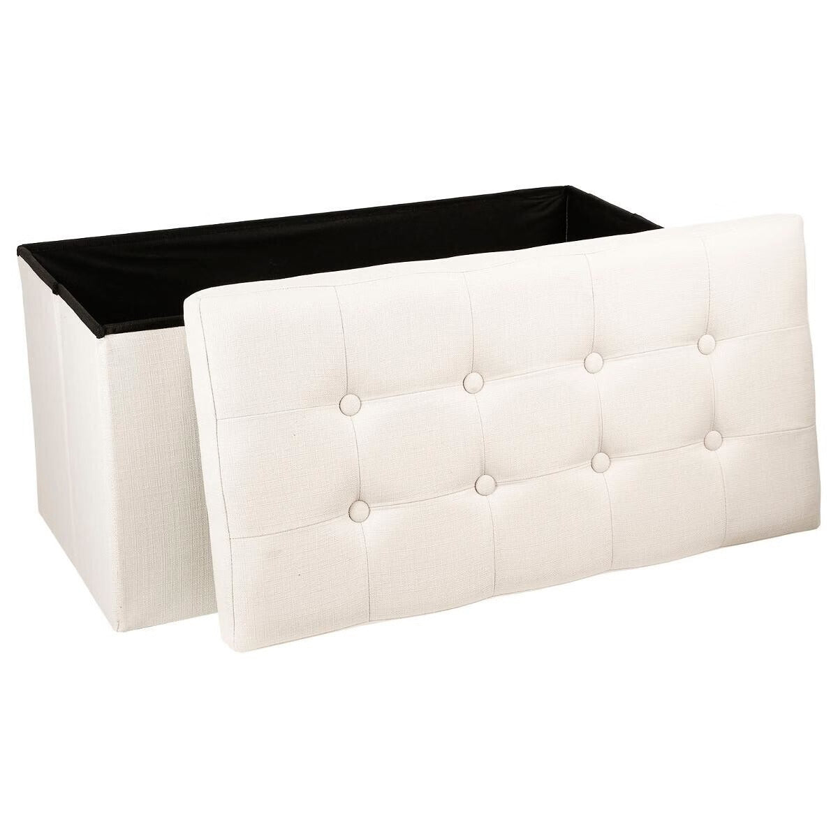 Sofa pouf contenitore in tessuto bianco | Rohome - Rohome