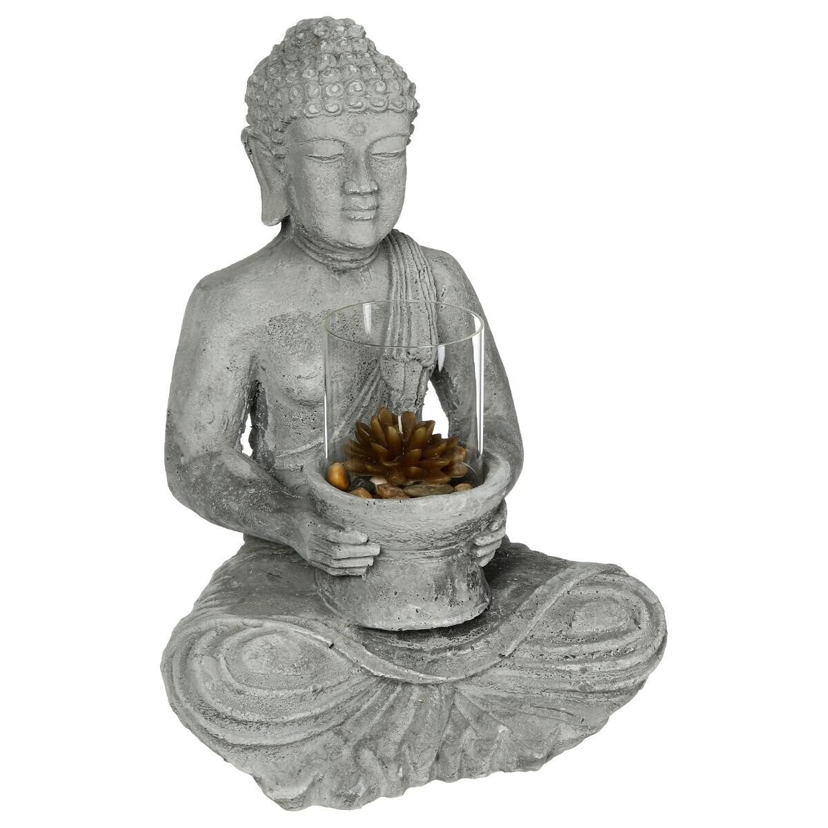 Statuetta Buddha seduto con candela fiore | Rohome - Rohome