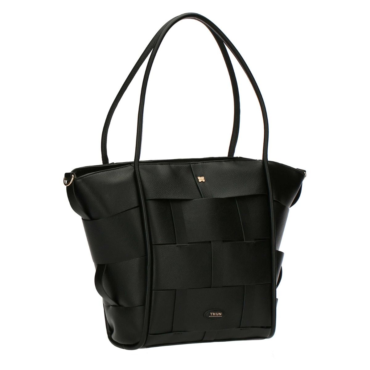 Thun - Borsa intreccio grande in ecopelle nero | Rohome - Rohome