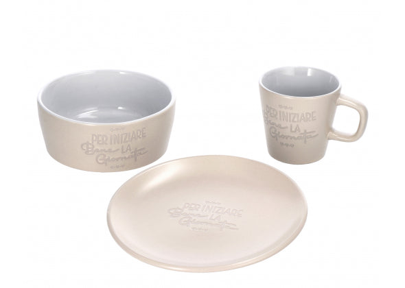 Servizio da colazione in ceramica beige 3 pz | Rohome